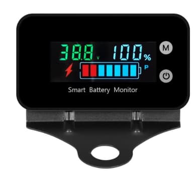 VOKTTA IPX7 Wasserdichte Batteriewächter, Batteriewächter 12V 24V 48V 60V 72V 84V für Wohnmobile/Motorräder/E-Bikes/Wohnmobil, Autobatterie Tester Temperaturüberwachung, Alarmen und Halterung