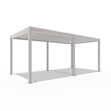 Weide Deluxe Plus Pavillon 3x6 m stabil aus Aluminium - Pergola freistehend und elektr. verstellbar - Garten Sonnenschutz -Lamellendach Wetterbeständig wasserdicht - Gartenpavillon in Ivory Sand