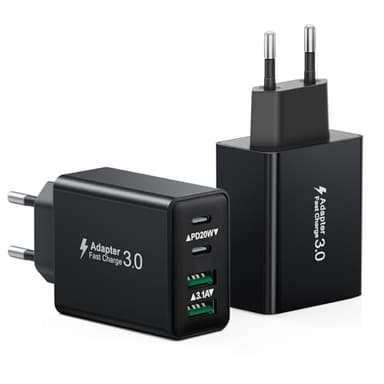 2-Pack Ladegerät USB C, 40W Mehrfach Schnellladegerät USBC Ladestecker, 4 Ports USB Stecker mit USB-C Adapter+QC Stecker USBC Ladegerät für iPhone 17 16 15 14 13 Pro Max Plus 12 11, Samsung, Handys