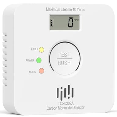 LIORQUE Kohlenmonoxid Melder, CO Melder mit 10-Jahres-Batterie, 10 Jahre Sensor, LCD Display, 85 dB Alarm, EN 50291 Zertifiziert, Weiß