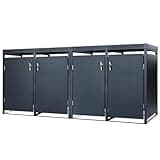 Zelsius Mülltonnenbox 4er mit Pflanzdach für 4 Tonnen | 120-240 Liter | Anthrazit RAL 7016 | inkl. Erweiterungsmöglichkeit | Aufbewahrungsbox für Mülltonnen, Müllbox | Sichtschutz für Tonnen