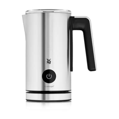 WMF Stelio Milchaufschäumer elektrisch, 500 Watt, 150-250 ml, Antihaftbeschichtung, kabellos, für Milchschaum heiss und kalt, heiße Schokolade, cromargan matt/silber