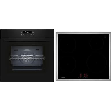 NEFF BTX46PIB0, Einbau-Herd-Set, Bestehend aus B2CCJ7AK3 Herd, 60 x 60 cm, Pyrolyse und EasyClean Selbstreinigung, Air Fry & T46SBE1L0 Induktionskochfeld, Powerstufe, Touch Control, Edelstahlrahmen