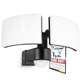 SSC-LUXon NORSU Doppelflügel LED Strahler mit Bewegungsmelder schwarz Außen Außenlampe Wand Licht Flutlicht Spotlight Außenleuchte Hauswand Leuchte IP65 wetterfest 4000K 230V