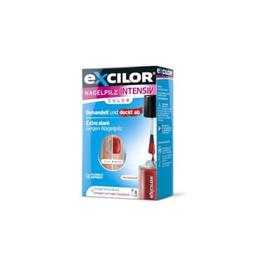 EXCILOR Intensiv Color - Lack zur gegen Nagelpilz - Hochwirksame Formel gegen Fußpilz - Nagelbehandlung 30ml + Nagellack 8ml - Rot