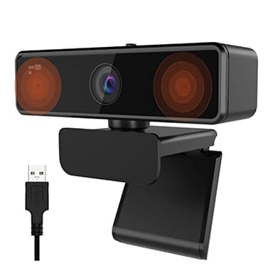 Nuroum V11 Webcam mit Mikrofon für PC, Full HD 1080P/60fps, 1440P/30fps, Rauschunterdrückung/90°Weitwinkel/Abdeckung/Lichtkorrektur, 2K Webcam USB Plug&Play für Mac/Laptop Zoom/Teams