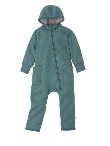 Disana ZIPP-OVERALL Baby & Kinder - 100% Bio-Merino, Wollwalk – atmungsaktiv & angenehm wärmend - unisex Gr. 50 – 116 – nachhaltig & fair – mit Reißverschluss - made in Germany | Eukalyptus Gr. 74-80