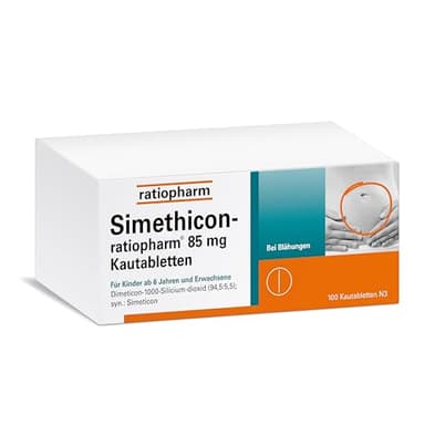 Simethicon-ratiopharm® 85 mg Kautabletten: Helfen effektiv bei Blähungen und einem unangenehmen Völlegefühl, 100 Kautabletten