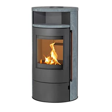 H&M Germany Kaminofen München Max Style gussgrau/Naturstein 150mm Rauchrohranschluss 8kw Holzofen Kohle Schwedenofen Steinverkleidung