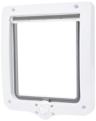 TRIXIE wasserdichte und geräuscharme und besonders große Katzenklappe "4-Wege Freilauftür XXL mit Tunnel, 24 × 28 x 2 cm, weiß"- 44241