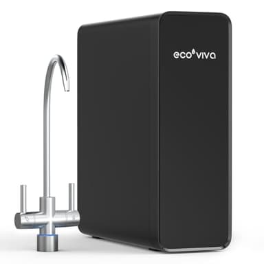 Ecoviva Umkehrosmose-Wasserfiltersystem, 600GPD Umkehrosmoseanlage Trinkwasser, 8-Stufen-Filtration osmoseanlage, 2,5:1 Rein zu Abfluss Verhältnis, RO & Gefiltertes Wasser Optionen Schwarz