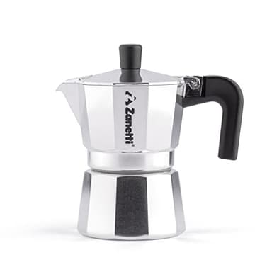 Zanetti, Mama Espressokocher aus Aluminium, Kaffeemaschine für 1 Tasse, Espressokocher mit Anti-Tropf-System, Silikondichtung, ergonomischer Griff