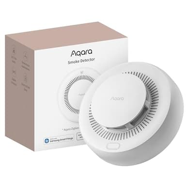 Aqara Rauchmelder, Erfordert Aqara Zigbee 3.0 Hub, Feuermelder Rauchwarnmelder mit 85dB-Sirene, Brandmelder mit Ultralange Akkulaufzeit, Unterstützt HomeKit, Alexa, Google, Matter Over Bridge