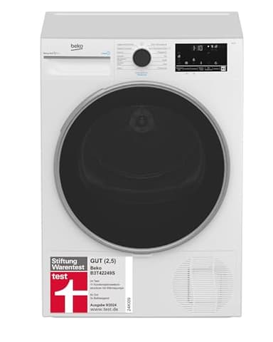 Beko Wäschetrockner 8kg, Stiftung Warentest GUT (2,5)*, allergikergeeignet, Hygiene Trocknen, SteamCure Dampffunktion, 15 Programme, Express, B3T42249S, Weiß