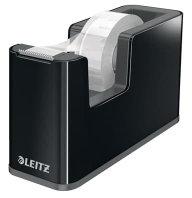 Leitz Klebeband-Tischabroller, Fester Stand, Klebebandabroller Inkl. Klebeband, Schwarz/Grau, Duo-Farbe, 53640095