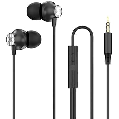 Lamkrtlp Kopfhörer mit Kabel, Kopfhörer mit Mikrofon und Lautstärkeregler, 3.5mm In-Ear Ohrhörer Kompatibel für Android Smartphone Laptop MP3 Players (Schwarz)