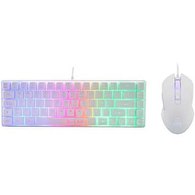 The G-Lab - Combo Hydrogen – Gaming-Tastatur, 60% kabelgebunden, RGB-Hintergrundbeleuchtung, azerty, kompaktes Format + Gaming-Maus RGB, 6 Tasten, 6200 DPI – PC/PS4/PS5 – Weiß