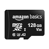 Amazon Basics MicroSDXC-Speicherkarte, 128 GB, mit SD-Adapter, A2, U3, 100 MB/s max. Lesegeschwindigkeit, Schwarz