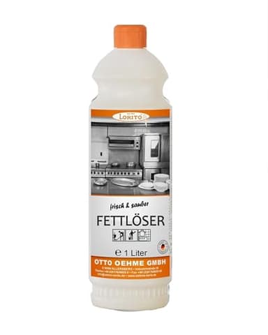 Lorito Fettlöser Küche Gastronomie, 1 Liter Konzentrat, Küchenreiniger Fettlöser für starke Verschmutzungen an Dunstabzugshaube, Grill, Backofen und Fliesen