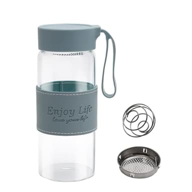 APOMOONS Protein Shaker Glas 480ML Shaker Proteinshake Eiweiß Shacker Mit Sieb und Edelstahl Kugel Proteinshaker Becher Flasche Fitness Bottle Eiweißshaker Schaker für Eiweiss Shake Sports Supplements