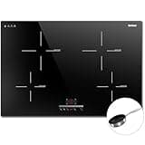 Karinear Induktionsfeld 77 cm mit Pfanne, Induktionskochfeld 4 Platten Einbau, Induktion Kochfeld mit Touch-Bedienung, Timer, Kinderverriegelung, 220-240V, 7200W, Keine Stecker