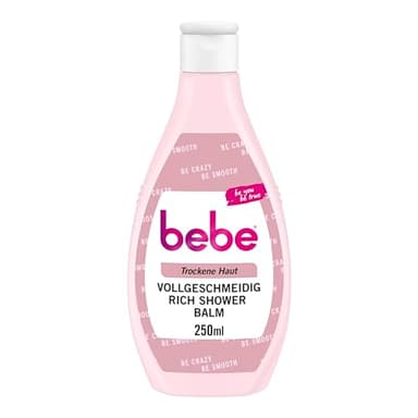 bebe Vollgeschmeidig Rich Shower Balm feuchtigkeitsspendendes Hautpflege Duschgel mit Sheabutter & Mandelöl für trockene Haut, 6-Pack (6 x 250 ml)