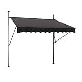 UISEBRT Klemmmarkise mit kurbel 350cm breit - Balkonmarkise ohne Bohren Verstellbar, UV-Schutz, Sonnenschutz, Wetterfest, Dunkelgrau (3,50 x 1,20 m,Dunkelgrau)