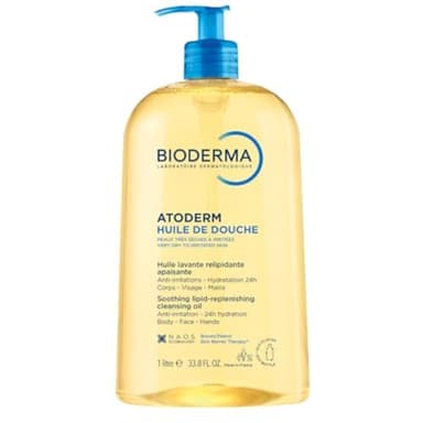 BIODERMA Atoderm Duschöl - beruhigende und reizlindernde Reinigung - sofortiges Wohlbefinden und 24 Stunden Feuchtigkeitsversorgung - empfindliche, sehr trockene bis irritierte Haut - Pumpflasche 1 l