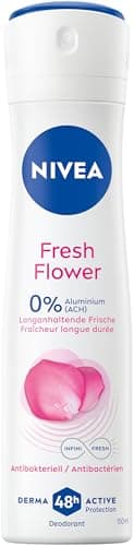 NIVEA Fresh Flower Deospray, Deo ohne Aluminium (ACH) mit sanfter Pflege, antibakterielles Deodorant mit 48h Schutz und einzigartiger INFINIFRESH Formel (150 ml)