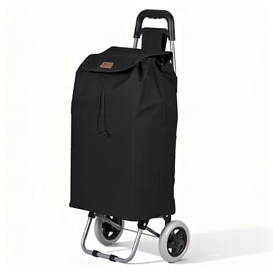 VOUNOT® Einkaufstrolley klappbar 59L, 2-in-1 Trolley Einkaufswagen mit 2 Räder, Abnehmbare Tasche, Reißverschluss Rückentasche, Treppensteiger Hackenporsche, Schwarz