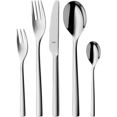 Silit Trend Besteck Set 6 Personen, 30-teilig, Monobloc-Messer, Crominox Edelstahl poliert, rostfrei, kratzbeständig, langlebig, spülmaschinengeeignet