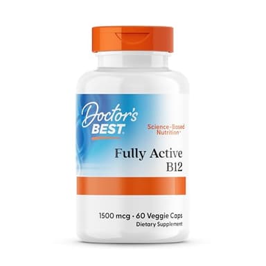 Doctor's Best, Fully Active B12, 1.500mcg, 3-Tages-Depot, 60 vegane Kapseln, Laborgeprüft, Vitamin B12, Glutenfrei, Sojafrei, Vegetarisch