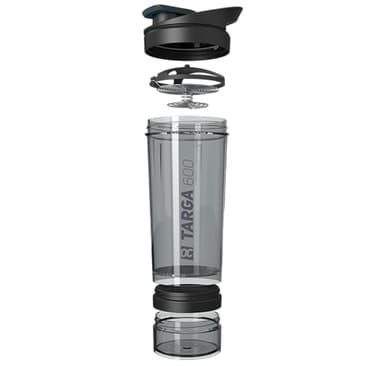 Protein Shaker 500ml + 100ml Pulverfach | Eiweißshaker mit Pulverfach | Gymshaker mit Edelstahl Mischfeder | Mixer für Proteinshakes | Shaker Gym | Klumpenfrei & Dicht | Trinkflasche 600ml BPA-frei