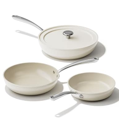 Redchef Pfannenset Keramik Aluminium Bratpfannen, Antihaft Keramik-beschichtet Pfannen Induktion 20/24/28 cm für alle Herdarten, PTFE-frei PFAS-frei PFOA-frei, Backofenfest (Beige)