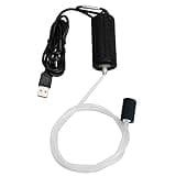 Luftpumpe Aquarium USB Mini Sauerstoffpumpe Leise Oxygen Pump Energie Sparen Sauerstoff Bubbler mit Luftstein und Single Outlet Silikonschlauch 1W (Schwarz)