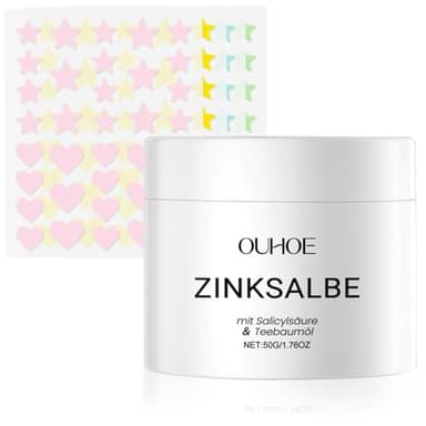 Zinksalbe Gegen Pickel, Zugsalbe Pickel Creme mit Teebaumöl & Salicylsäure,Zinksalbe Gesicht mit Pickel Pflaster, Sanft Und Nicht Reizend, Für alle Hauttypen Geeignet