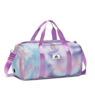 Flintronic Sporttasche Mädchen Damen Kleine, Schwimmtasche Kinder Jungen mit Schuhfach und Nassfach, für Fitness,Tanzen,Schwimmen, Reisen - Lila
