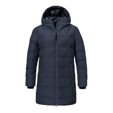 Schöffel Damen Ins Parka Style Boslix WMS, wärmende Winterjacke mit synthetischer Daune, wind- und wasserabweisende Funktionsjacke mit gefütterter Kapuze, navy blazer, 38