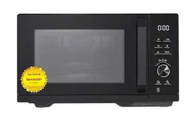 Sharp RCA271TB 5-in-1 Airfry-Mikrowelle 900W, Grill 1000 W, Heißluft & AirFry-Funktion, Konvektion 2100W, 27 L, 28 Autom.pr., Gewicht und zeitgesteuertes Auftauen, Schwarz