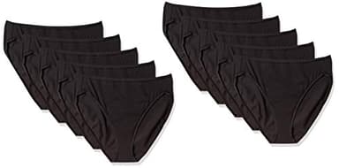 Amazon Essentials Damen Slip Aus Baumwolle Mit Hohem Beinausschnitt (In Übergröße Erhältlich), Atmungsaktiv, 10er-Pack, Schwarz, 42