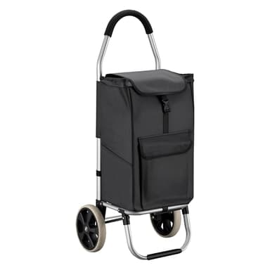 Wiltec Einkaufstrolley klappbar 36,5 x 44 x 103 cm bis 40 kg, Hackenporsche mit Zwei Rädern, Faltbarer Trolly Einkaufswagen mit Handgriff, Shopping Trolley mit großer Einkaufstasche