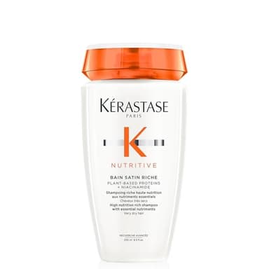 Kérastase Nutritive, Shampoo für sehr trockenes Haar, Feuchtigkeitsspendendes und revitalisierendes Haarbad, Ohne Parabene, Bain Satin Riche High Nutrition Rich Shampoo, 250 ml