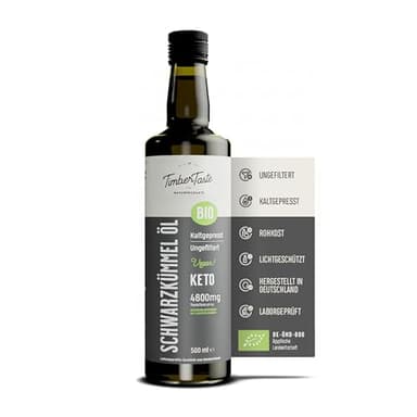 Nigella Schwarzkümmelöl Bio kaltgepresst 500ml – ungefiltert & naturrein – Black Seed Oil mit hohem Thymochinongehalt (4600 mg/1000 ml) ohne Zusatzstoffe aus deutscher Ölmanufaktur