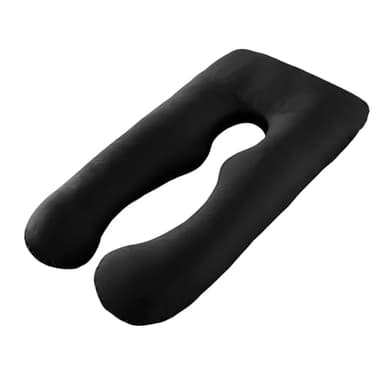 LxsNyvantic Schwangerschaftskissen U-Form, Body Pillow Für Schwangere & Seitenschläfer, Baumwollbezug 100%, Füllung Unterstützt Rücken Bauch Beine, Pflegefreundliche Konstruktion, Schwarz 70×130 cm