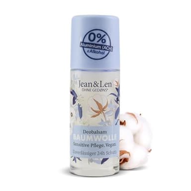 Jean & Len Deobalsam Baumwolle, schenkt auf natürliche Weise bis zu 24h Deo-Schutz, sensitive Pflege, Ideal auch nach der Rasur, Deo ohne Aluminium & Alkohol, vegan, 50 ml