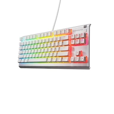 SteelSeries Apex 3 TKL White RGB Gaming-Tastatur – Kompakter Tenkeyless-Formfaktor – 8-Zonen-RGB-Beleuchtung – Wasser- und Staubresistenz – Flüsterleise Gaming-Switches - DE Layout QWERTZ