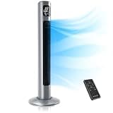 Brandson - Turmventilator mit Fernbedienung 96 cm - Preisträger 2025 - mobiler Lüfter leise - Standventilator Oszilation - 3 Geschwindigkeiten 4 Modi Timer - Ventilator mit GS - Steelsilver