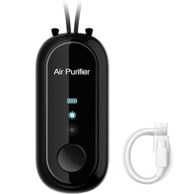 GiReich Negative Lonen Reinigen Luftmaschine, Hängender Hals Mini-Luftreiniger, Schwarz Tragbare Luftreiniger-Halskette, Ultra-leise, für Besseren Schlaf(80x35x23mm)