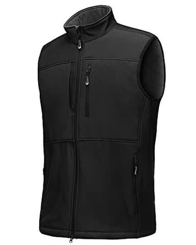 33,000ft Weste Herren Outdoor Wasserdichte Softshell Ärmellose Jacke Bodywarmer Fleece Weste Full Zipp Softshellweste Schwarz L