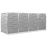 vidaXL Mülltonnenbox für 4 Tonnen 276,5x77,5x115,5 cm Edelstahl